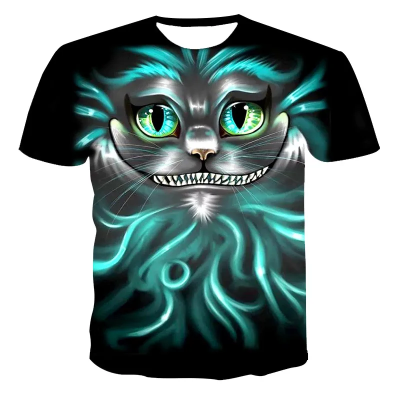 

2021 Summer 3DT Shirt Men Women Children General Daily Cool Style Cartoon Cat Cute Harajuku Polyester Breathable Digital O-Neck