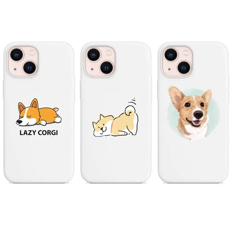 

Cute cartoon animal Corgi dog Phone Case Candy Color for iPhone 6 7 8 11 12 13 s mini pro X XS XR MAX Plus