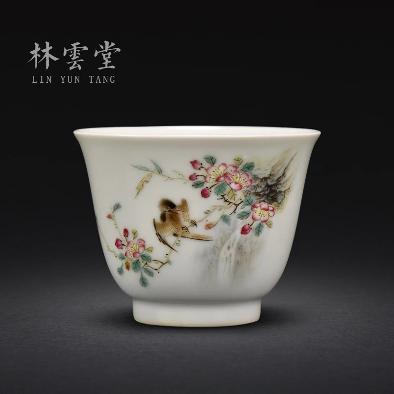 

Ручная роспись цыплят цветы и каменная пудра эмаль мастер чашка одна чашка Цзиндэчжэнь керамика вручную Кунг фу чайные чашки