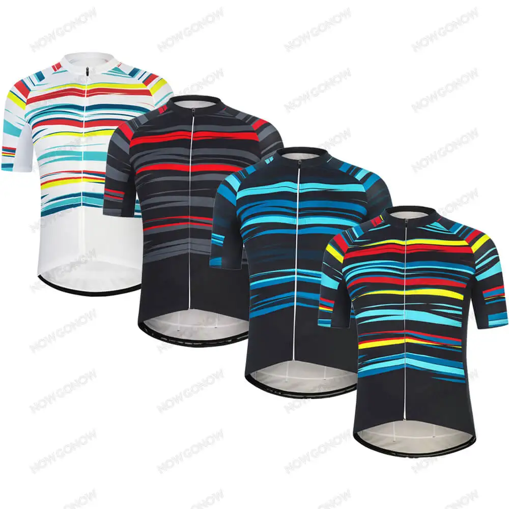 Футболка мужская велосипедная с коротким рукавом Радужная для поездок на