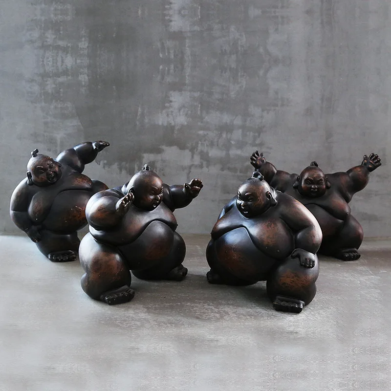 

Japanese Sumo Figure Figurine Art&craft Home Decoration Accessories Sculpture Resin Retro Style Cute Japan Abstract Ports Art