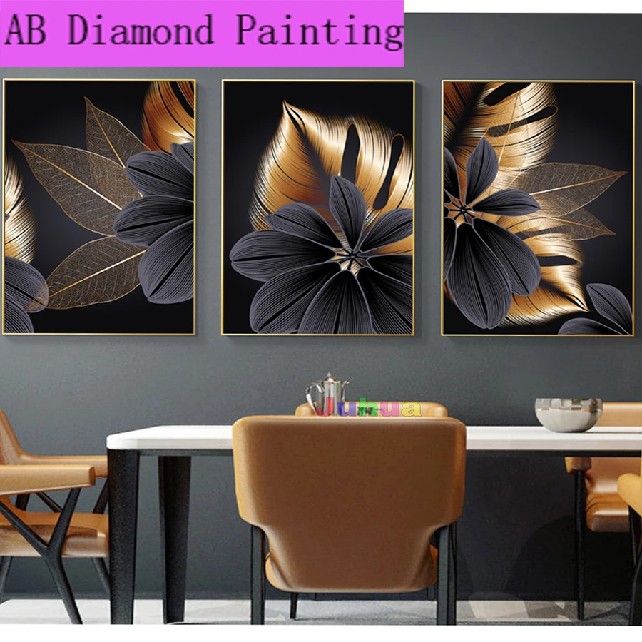 

New AB diamond painting leaf scenery 5D Diy diamond embroidery European style cross stitch rhinestone picture mosaic wall art
