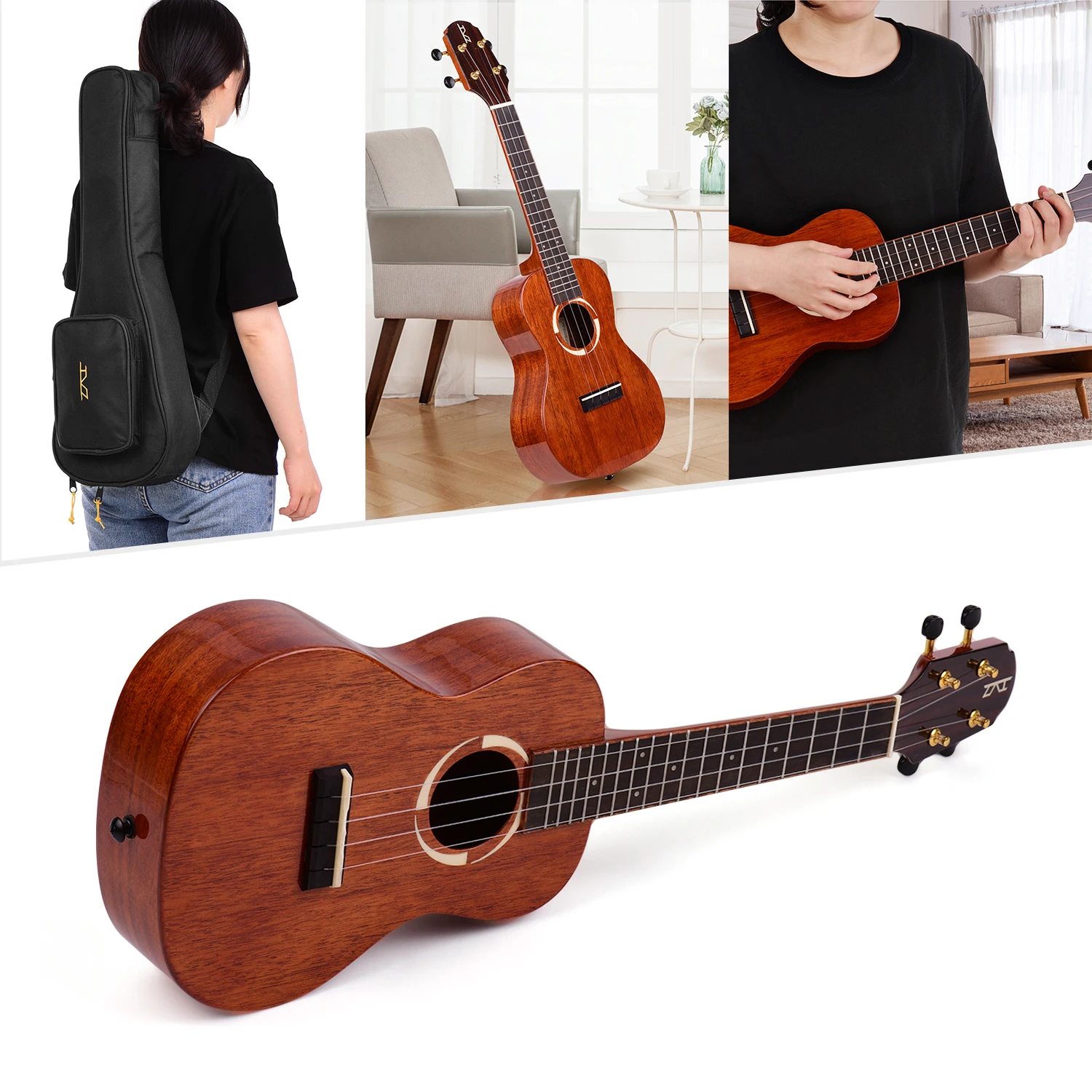 

Hanknn MG260 Professional 23 Inch Concert Ukulele Ukelele Solid Wood Topboard Specular Varnish Surface with Gig Bag Uke Strap
