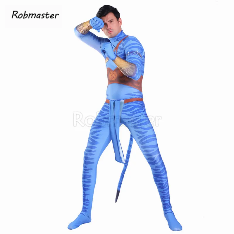 Mens Kids Boys Movie Avatar 2 Jake Sully Cosplay Costume Spandex Zentai Bodysuit Jumpsuits Battle Suit Halloween | Тематическая