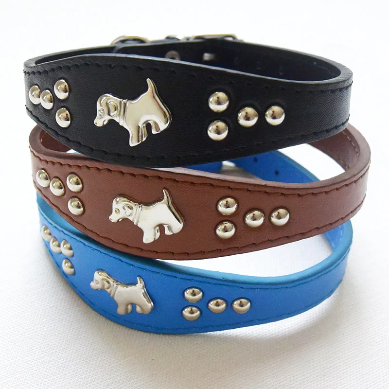 

Кожаный регулируемый ошейник для собак Средний Большой Ошейник из натуральной кожи ошейники для домашних животных для маленьких собак чер...