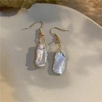 handmade natural freshwater baroque pearl earrings for women gift asymmetry green zircon jewelry