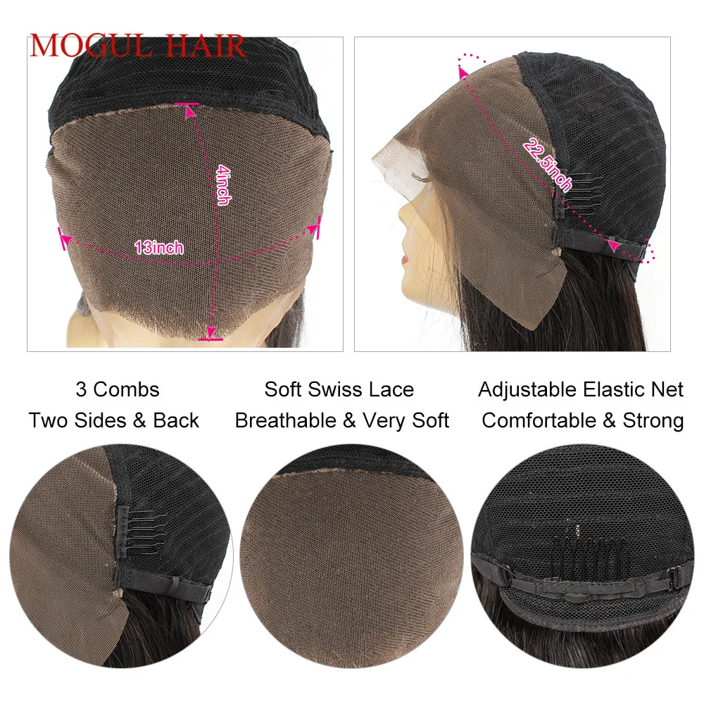 Mogul волосы 13x4 парик из человеческих волос на сетке спереди коричневый черный