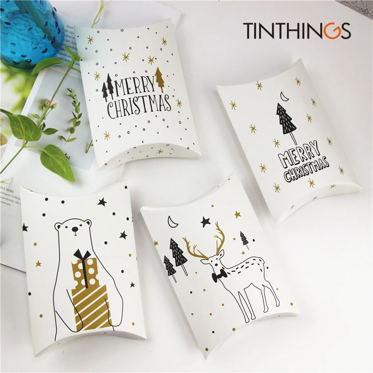 20 шт Рождественская Подарочная коробка конфеты печенье Олень Дерево Золотая