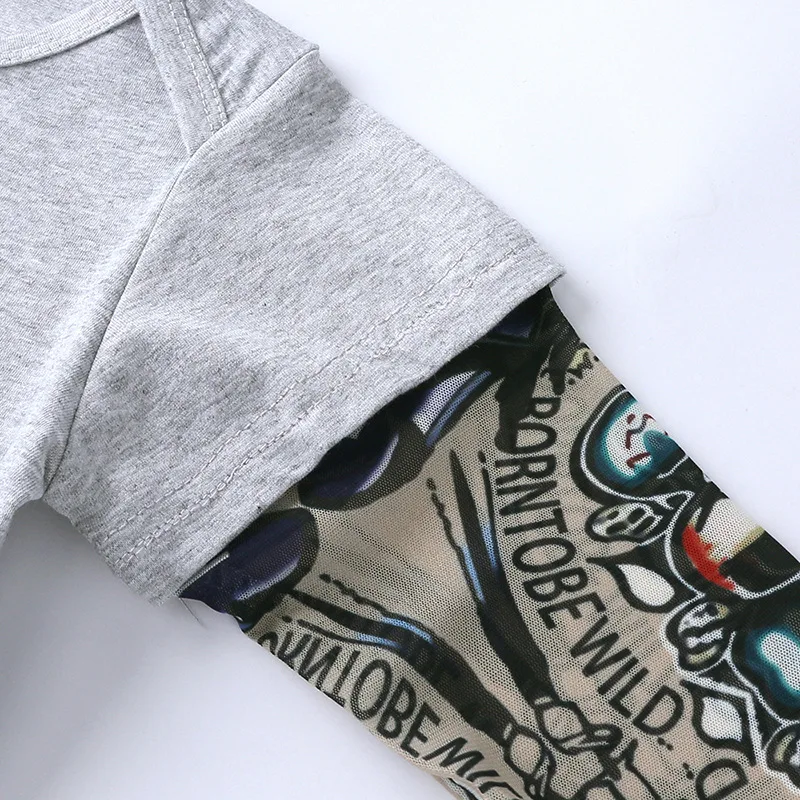 2021 New Fashion Toddler Boys Tattoo Sleeve Onesie Infant Bodysuit Long Sleeves Tops Cartoon Baby Clothes 3 6 9 12 18 24 Months | Детская