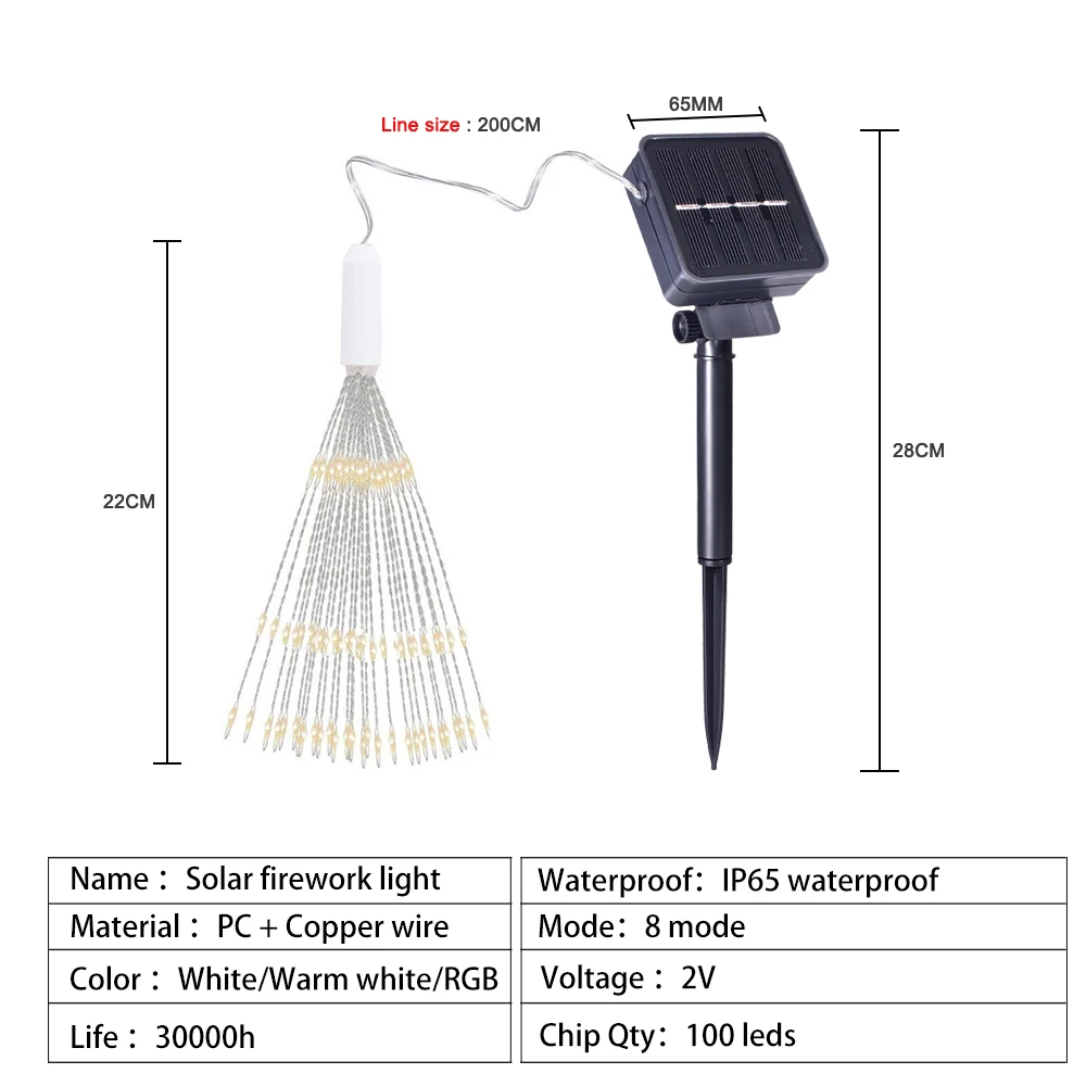 

FOXGBF Solar String Lights Fireworks Light Lawn bulb Christmas Decoration Lighting Wall lamp Waterproof Outdoor Indoor Lighting