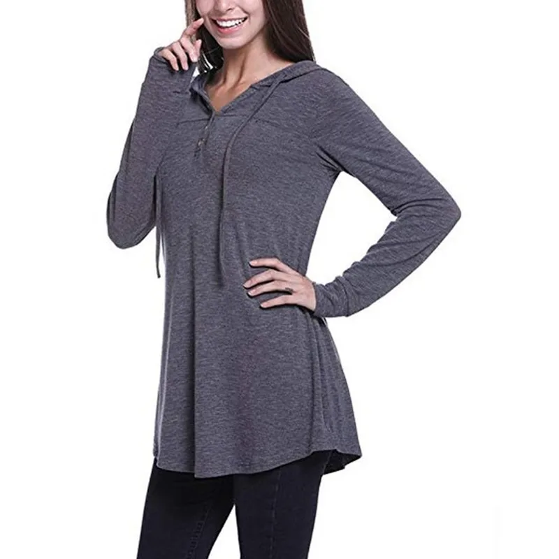 

Hot women's new style pleated button quick-drying long-sleeved hooded sweater