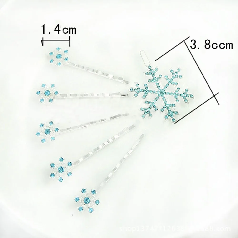 Заколки для волос девочек Принцесса хрустальная Снежинка детские шпильки зажим