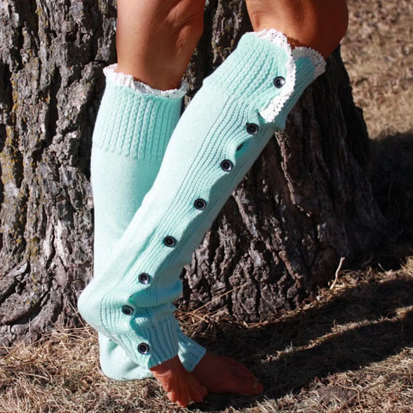 Женские теплые носки зимние женские рождественские кружевные шерстяные выше