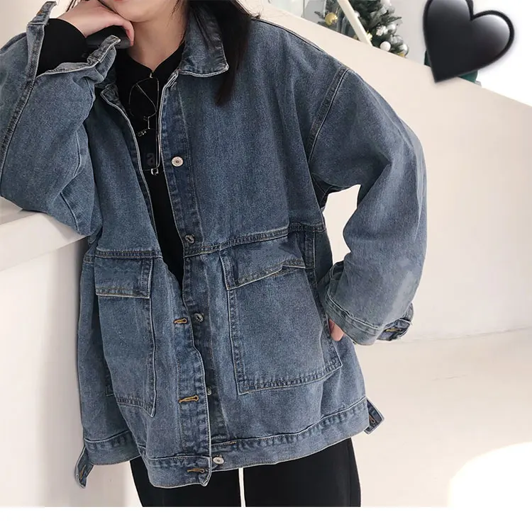 

Momen Style Cropped Jean Jacket Women Summer Blue Denim Jacket 2020 Long-sleeved Womens Jackets Coats for Spring