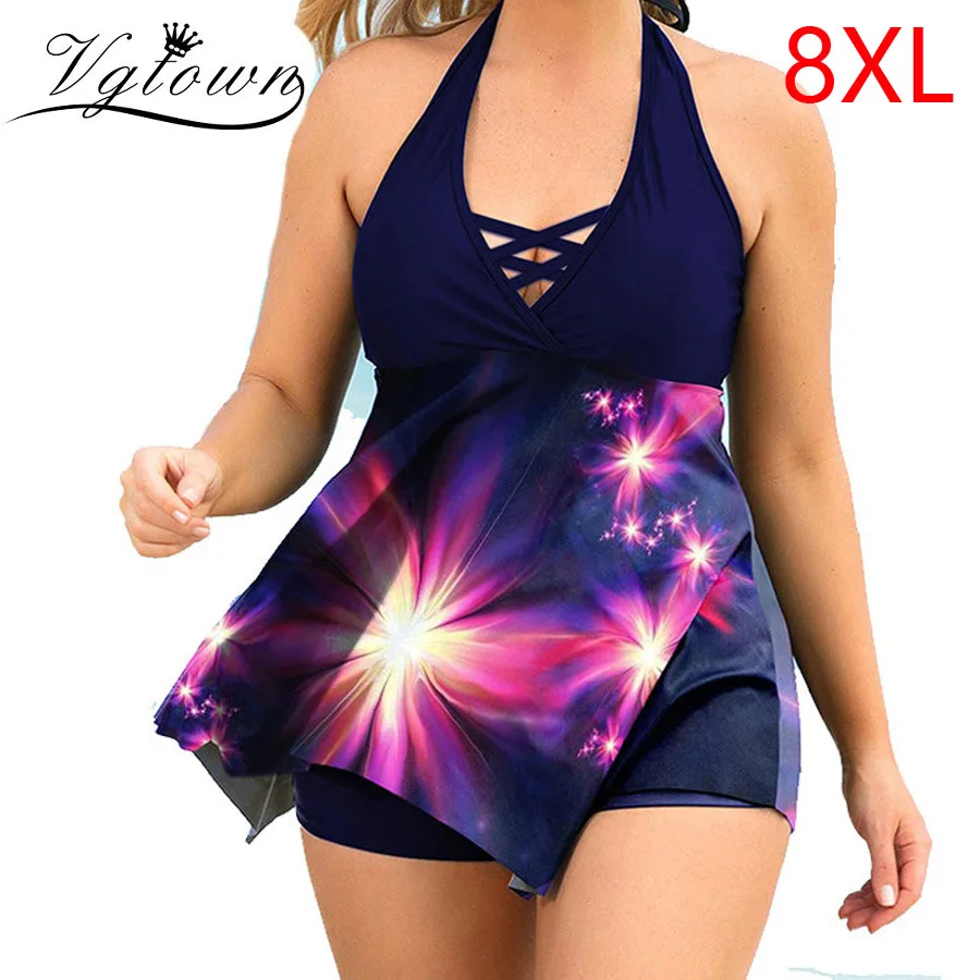 Женский купальный костюм из двух предметов большие размеры 8XL танкини купальник