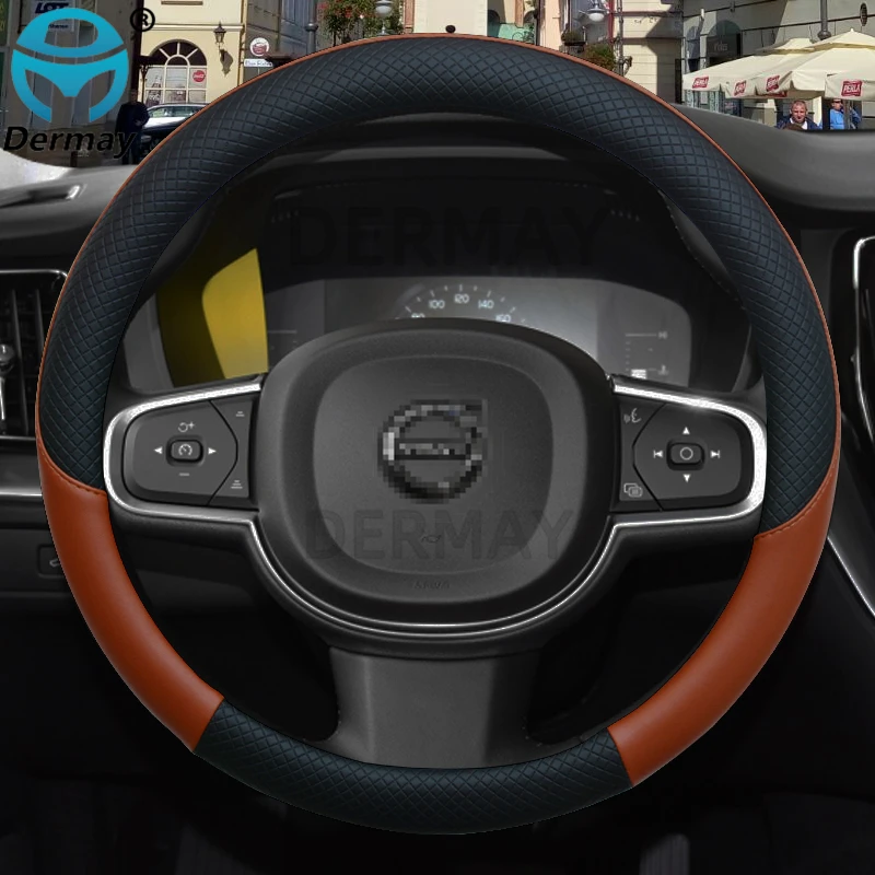 100% DERMAY бренд кожаный чехол рулевого колеса автомобиля нескользящий для Volvo XC90 XC70