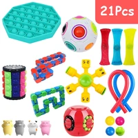 sensory fidget toys 21pcs pack set anti stress relief anxiety hand push bubble fidget toys kit for children adults xmas gift