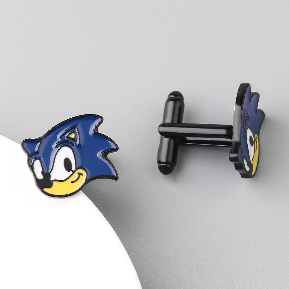 Аниме Соник мультфильм запонки в форме ежа футболка зажим для галстука одежда