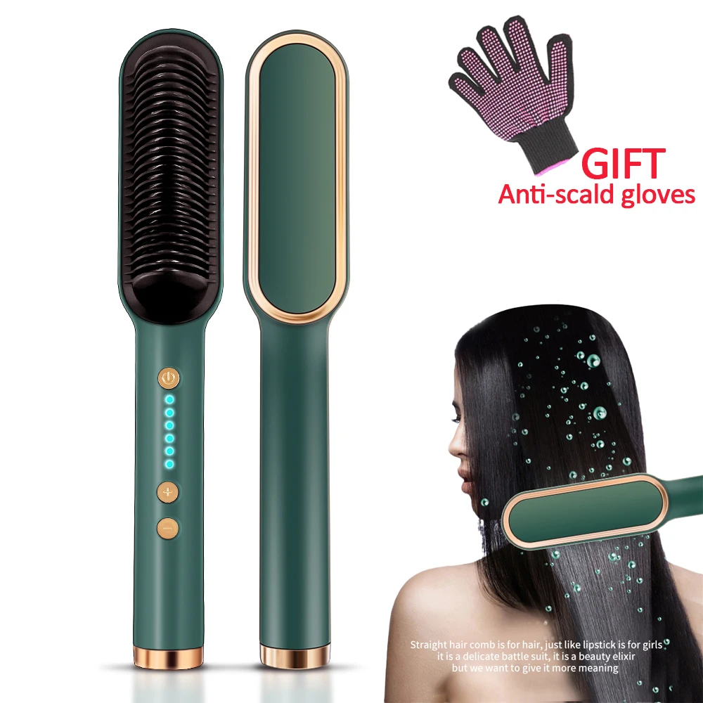 

Professional Hair Straightener Brush Electric Lonic Straightening Beard Comb Fast Heating Curler Beauty Hair Caring Tool