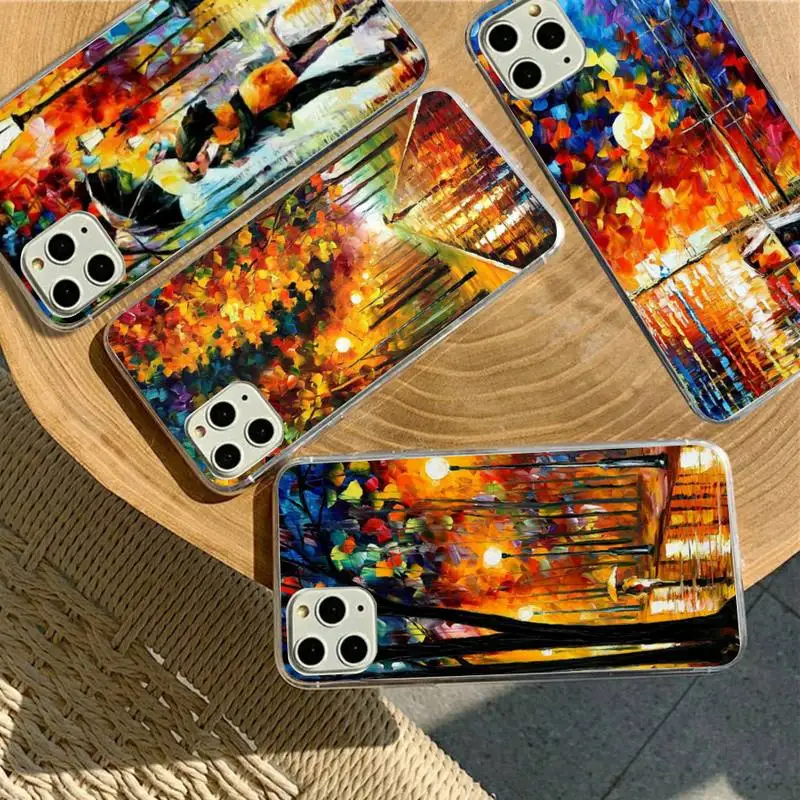 

YNDFCNB Night Van Gogh Art Oil Paint Autumn Maple Phone Case for iPhone 11 12 pro XS MAX 8 7 6 6S Plus X 5S SE 2020 XR cover