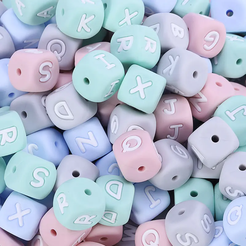 Kissteether 520pcs 12mm Silicone Letter Beads Silicone Chewing Beads Necklace Teething Baby Toys Beading DIY Baby DIY Mix Letter