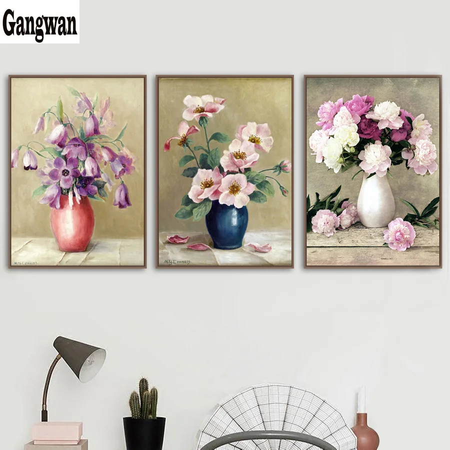 

Алмазная живопись пиона, цветы, искусственные бриллианты, наборы из 3 предметов, украшение гостиной, лучший подарок для всей семьи, иконы