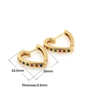 2021 new golden heart shaped hoop earrings women fashion crystal rainbow earrings wholesale jewelry wholesale best party gift