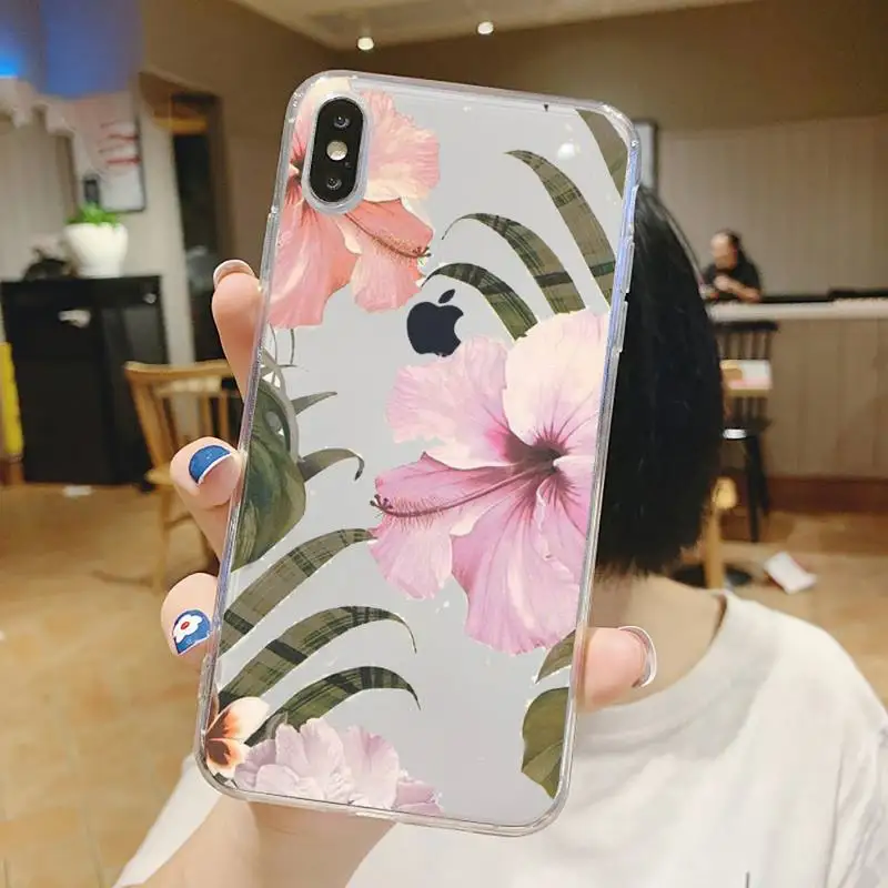 

Banana leaf plant leaves Phone Case Transparent for iPhone 6 7 8 11 12 s mini pro X XS XR MAX Plus