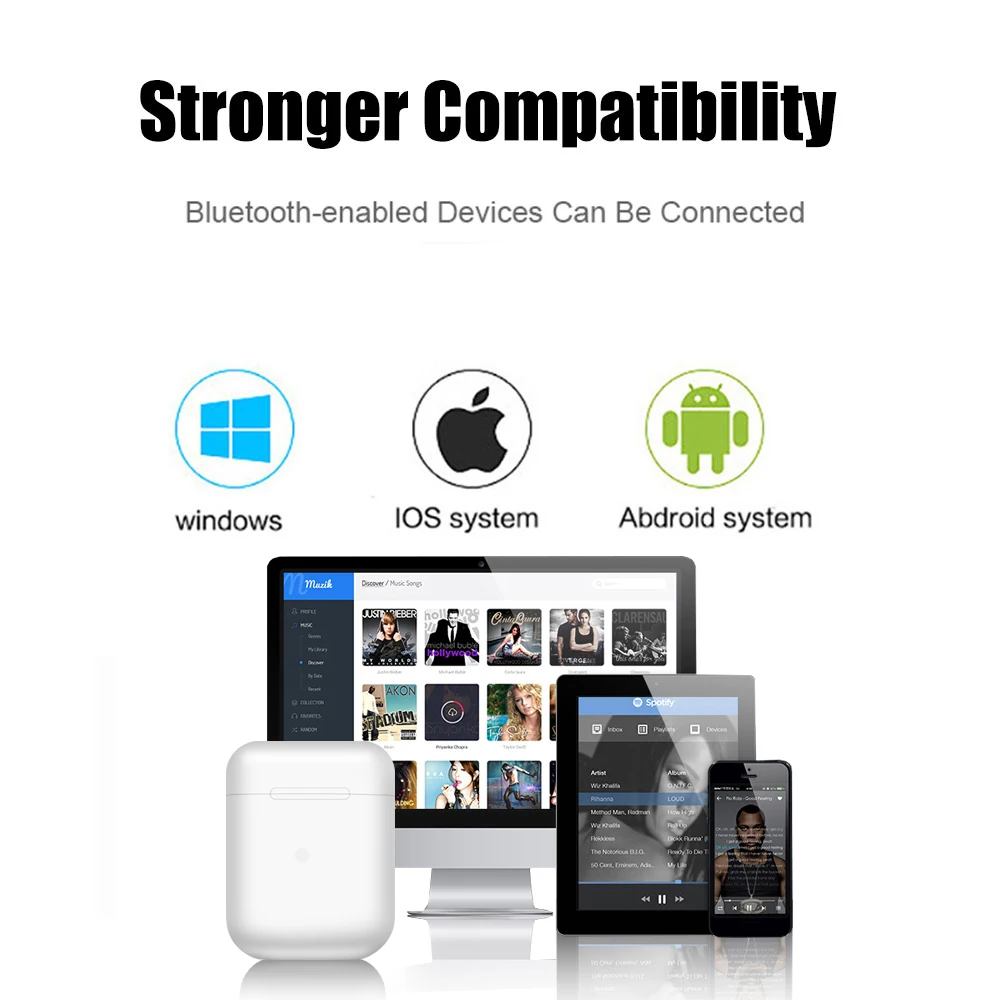 I200 TWS всплывающие Bluetooth наушники 1:1 Реплика беспроводные QI Беспроводная зарядка