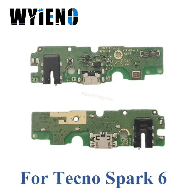 

10 шт. Wyieno для Tecno Spark 6 порт для зарядной USB док-станции штекер зарядное устройство наушники аудио разъем микрофон гибкий кабель плата