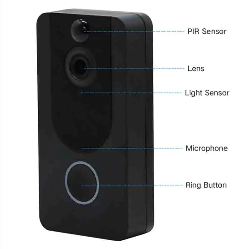 Умный дверной звонок с камерой V7 1080P Wi-Fi IP ночным видением датчиком движения |