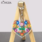 Новый модный полированный акриловый брелок с фольклорным рисунком красочный красивый двусторонний автомобильный брелок унисекс ювелирные украшения подарки