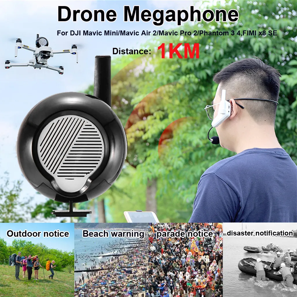 COMPUDA Дрон Мегафон Для DJI Mavic Mini/Mavic Air 2/Mavic Pro 2/Phantom 3 4 Реалистичный дизайн и