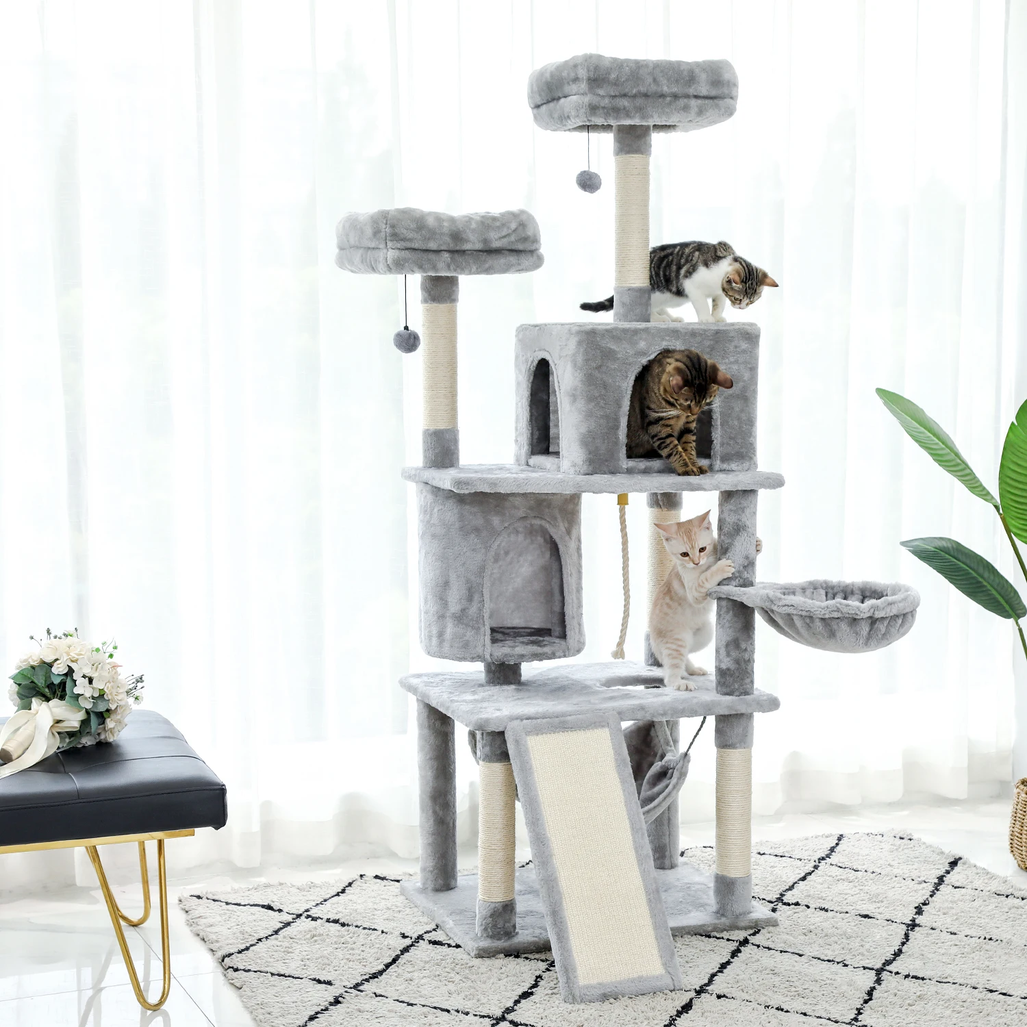 Europe Domestic Delivery Cat Scratching Furniture Cat Jump At Home Wooden Funny Training Cat Tree With Stairs Height 175 cm