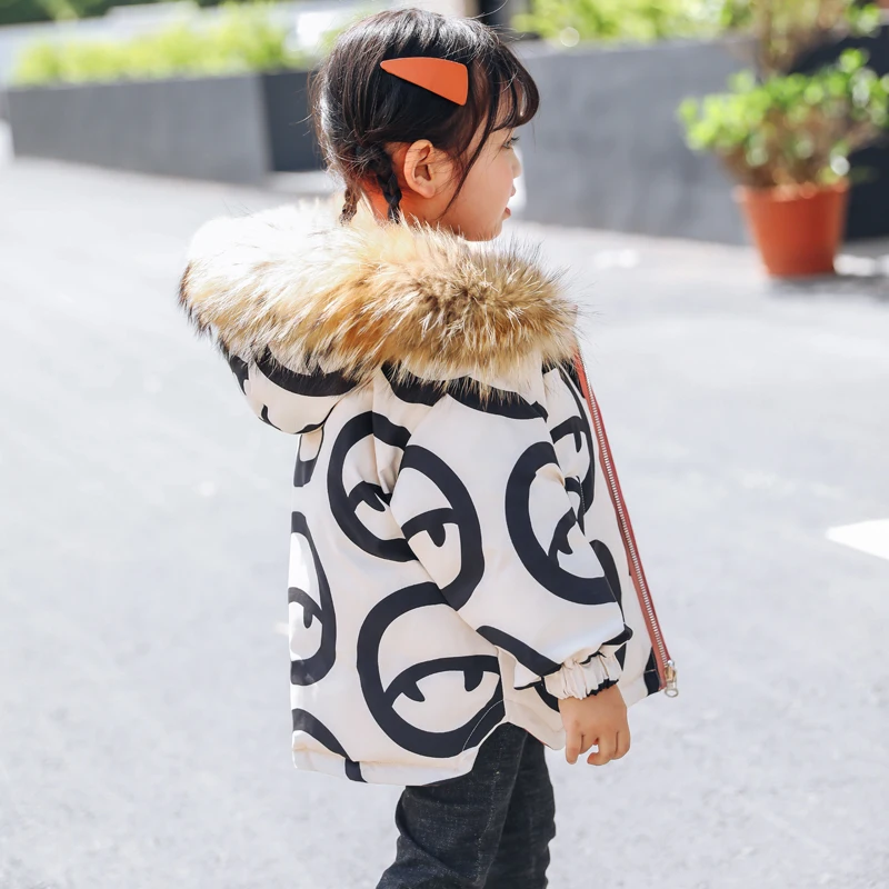 Двусторонние пуховые куртки для маленьких девочек теплые Детские Пуховые парки