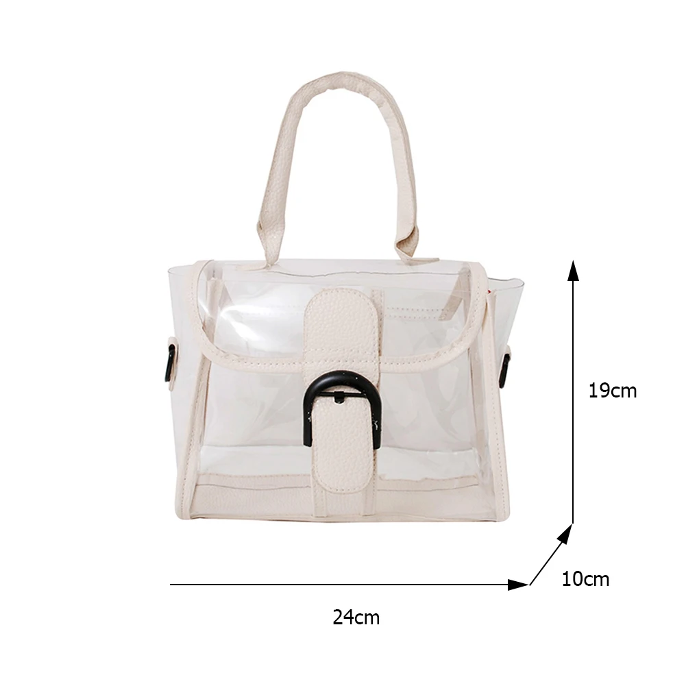 

Women Spring Summer Casual Transparent Jelly PVC Shoulder Messenger Bags Ladies Fashion Flap Top-Handle Handbags Crossbody Bags