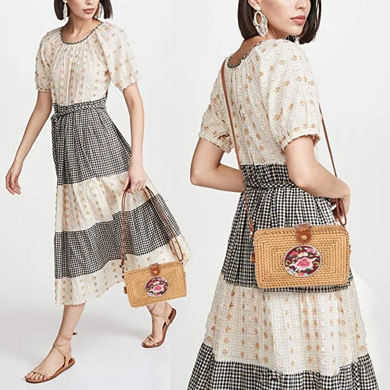 

Circle Handwoven Women Messenger Bags Round Retro Rattan Straw Beach Crossbody Bag Good Quality