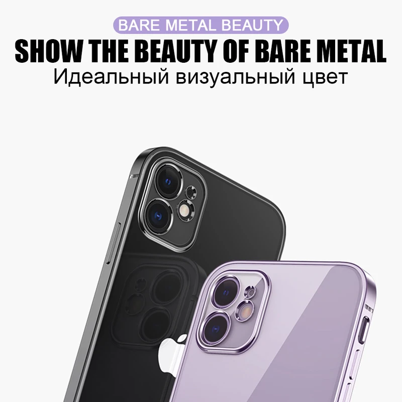 

Oppselve Luxury Classic Square Frame Plating Soft Phone Case For iPhone 12 Mini 11 Pro MAX XR XS MAX X 7 8 6 6S Plus SE 2 Cover