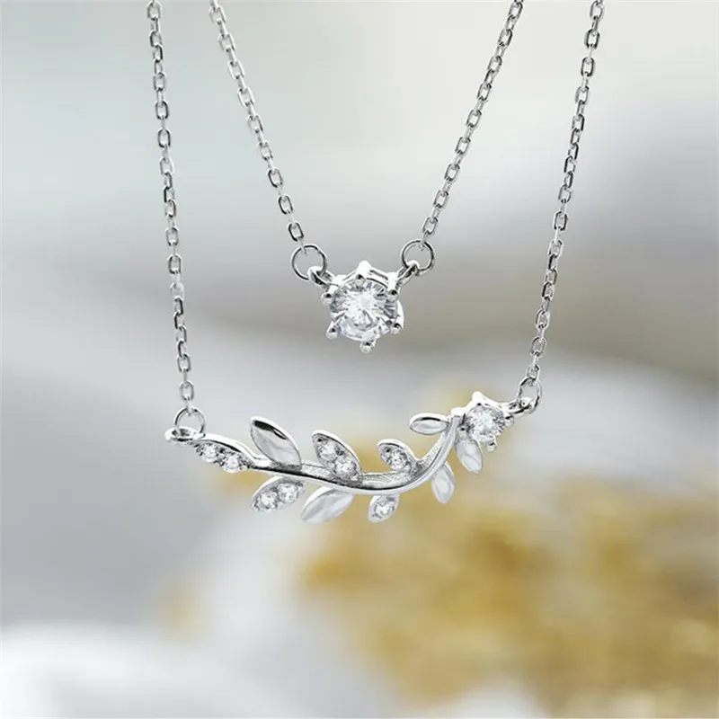 Женское Двухслойное ожерелье до ключиц серебро 925 пробы|Ожерелья| |