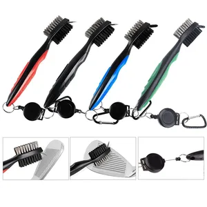 Щетка для клюшек для гольфа, двусторонняя нейлоновая и стальная Щетка для клюшек для гольфа, набор для чистки клиновидных шариков, инструмент для чистки, аксессуары для гольфа