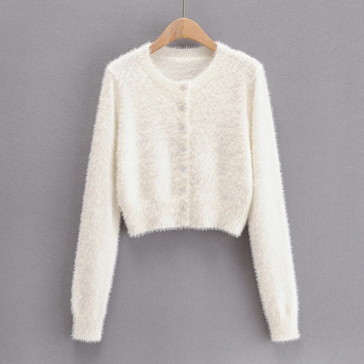 2021 простой вязаный свитер кардиган Женская осенне-зимняя короткая Свободная