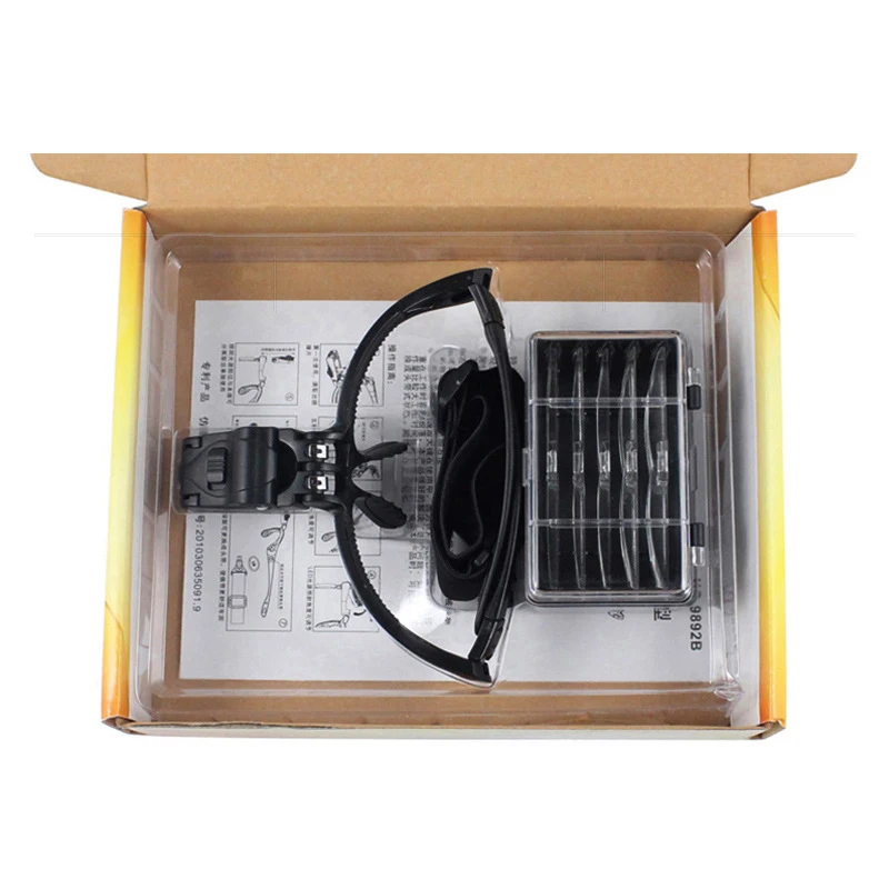 

1.0X 1.5X 2.0X 2.5X 3.5X Adjustable 5 Lens Loupe LED Light Head Mount Magnifier Hand Free Reading Magnifying Glasses for Jeweler