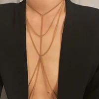 usexy vintage net grid tassel harness body jewelry for women gold waistband body chain multilayer lingerie decor accessories
