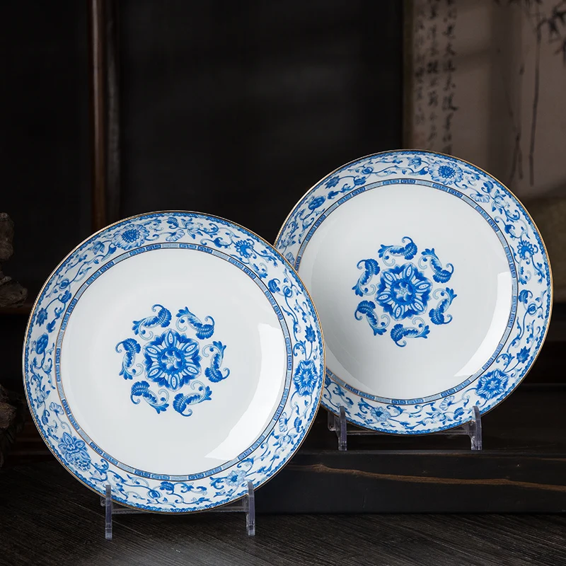 Ручная Роспись Цзиндэчжэнь Золотая эмалированная тарелка из костяного фарфора