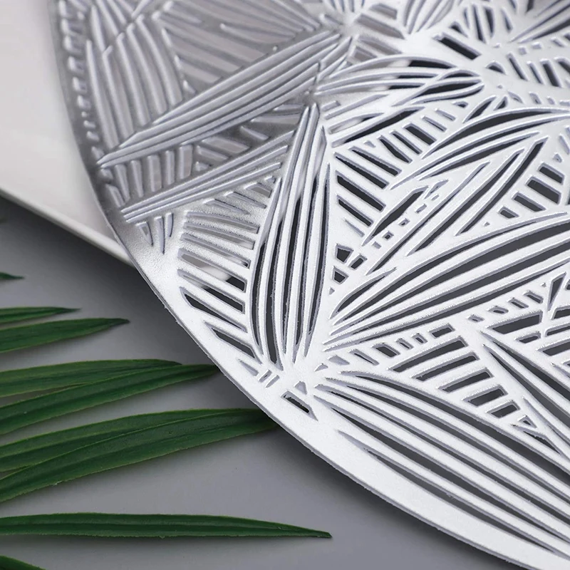 Круглые столовые приборы с серебряными бамбуковыми листьями для обеденного