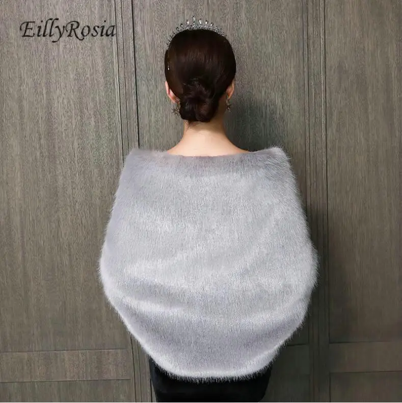 Новое поступление серый свадебное болеро зимняя накидка теплая шаль для невесты