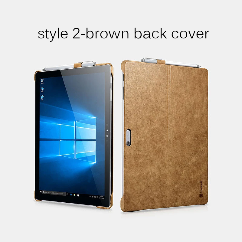 back cover Чехол для планшета Surface Pro 7, масляный воск, натуральная кожа, подставка, держатель клавиатуры, защитный чехол для microsoft Surface Pro 6 Pro 5 Pro 4 - Цвет: back cover