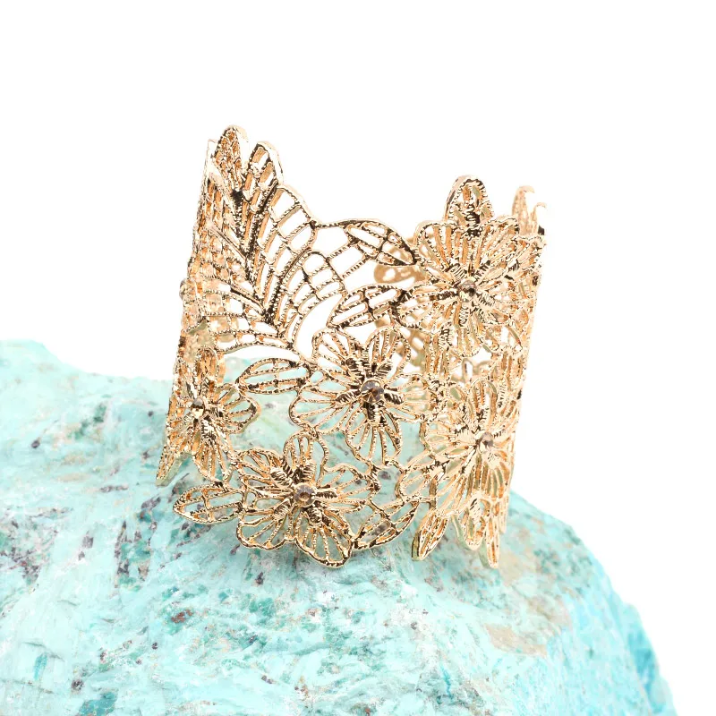 Fashion Hollow Out Open Cuff Bracelets &amp Bangles Women Elegant Jewelry Rose Gold Silvery Openwork Metal Brass Bracelet BR044 | Украшения
