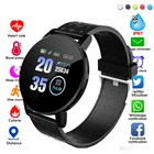 2021 119 Plus Смарт-часы для мужчин и женщин с измерением кровяного давления водонепроницаемые спортивные круглые Смарт-часы фитнес-трекер для Android IOS