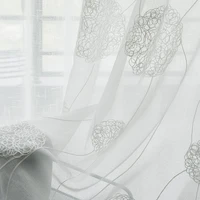 white embroidered tulle window curtains for living room linen sheer window curtains for bedroom kitchen voile curtain drapes